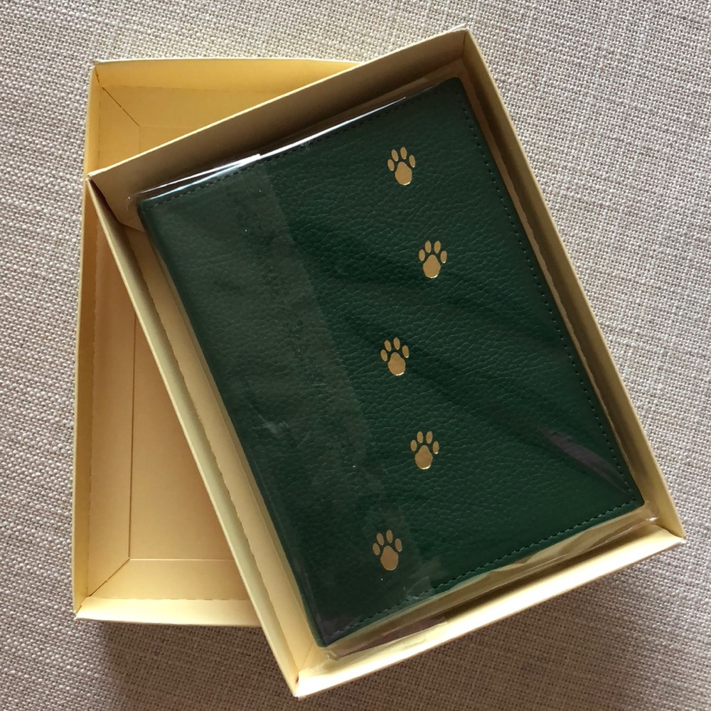 NWT Cowhide Leather Photo Album Green with Paws